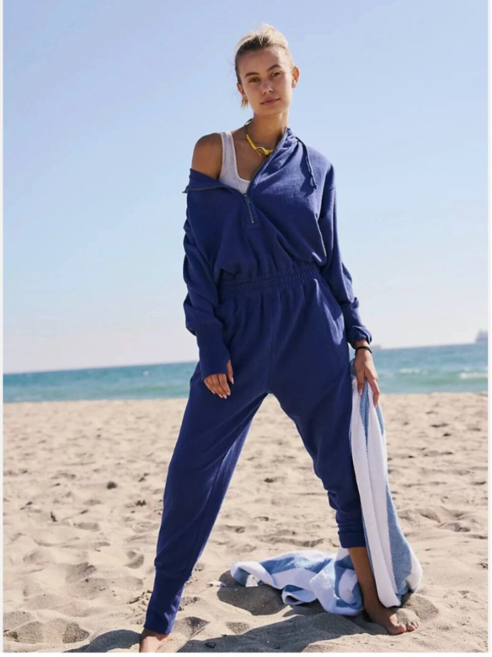 Free People Training Day Jumpsuit Indigo Blue 💙 LAST ONE IN STOCK